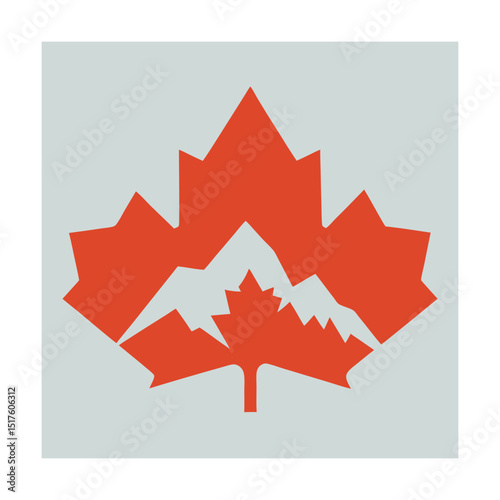 Canadian maple leaf mountain landscape design