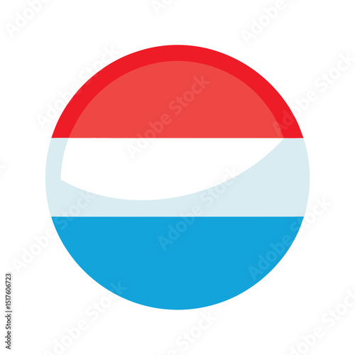 Luxembourg Flag Icon in Glossy Round Watercolor Style