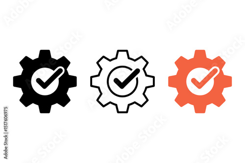 Gear with check mark symbol settings configuration