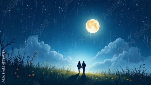 Romantic Moonlit Night A Serene Scene of Love Under the Stars