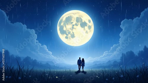 Romantic Moonlit Night A Serene Scene of Love Under the Stars