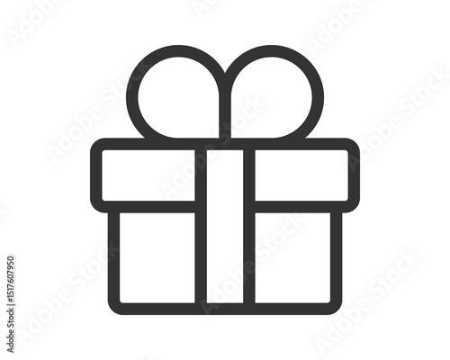 Stylized gift box icon with ribbon. Clean, modern design ideal for promotions, events, holidays, or celebratory concepts. Simple graphic element for any digital or print media.