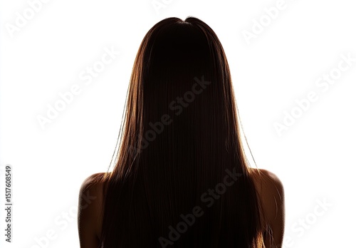Silhouette of a beautiful woman isolated on a white background