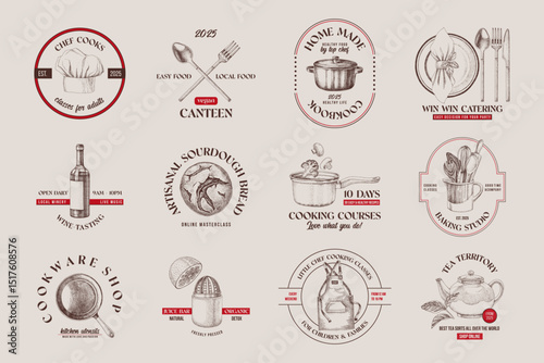 Cooking logos set vector illustration