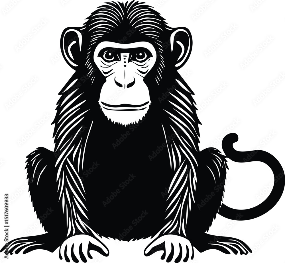 Obraz premium Black Chimpanzee Vector Art