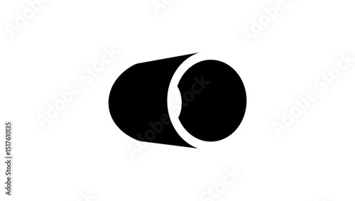 Precast Concrete Pipe, black isolated silhouette