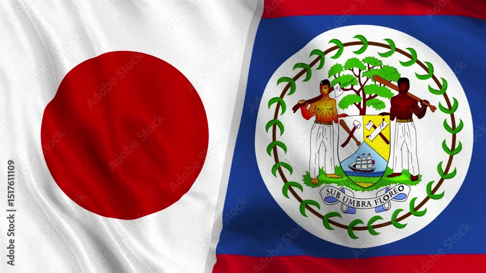 Japan and Belize Flag Loop