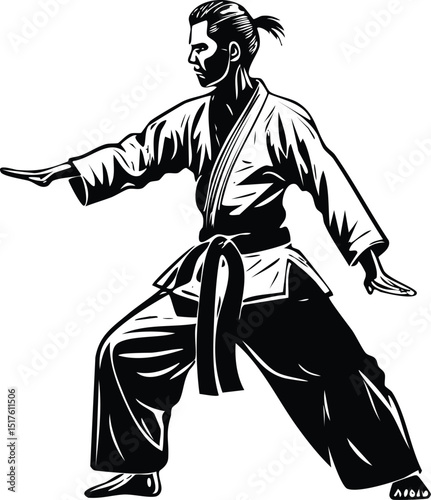 Focused Karate Fighter Pose