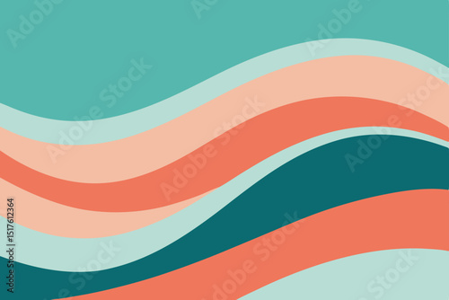 abstract ocean waves in soft teal and coral color