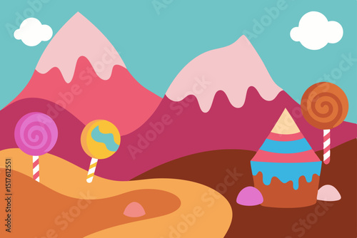 candy and world with mountains of sweets and Choco