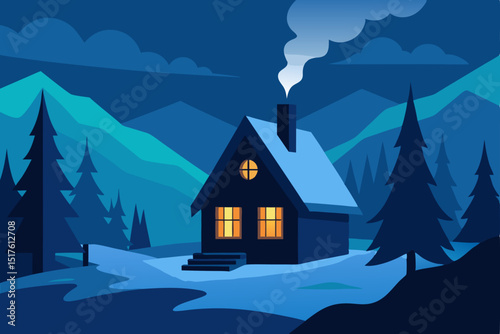 cozy alpine cabin nestled in a snow covered forest 