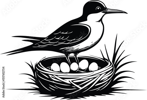 Tender Bird Nesting Illustration