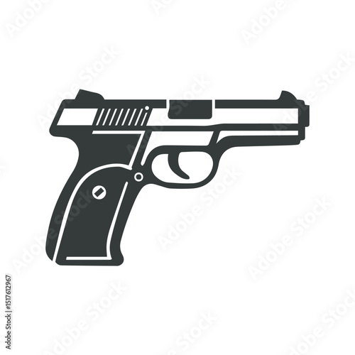 Black and White Pistol Icon