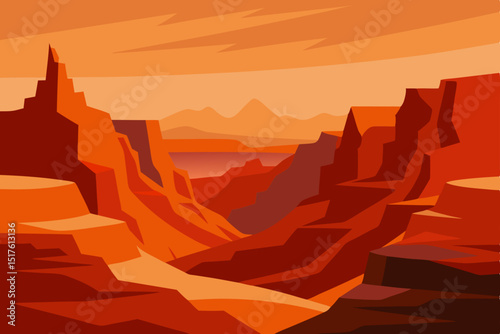 Grand Canyon Arizona panoramic sunset landscape with vibrant sky and desert rock formations