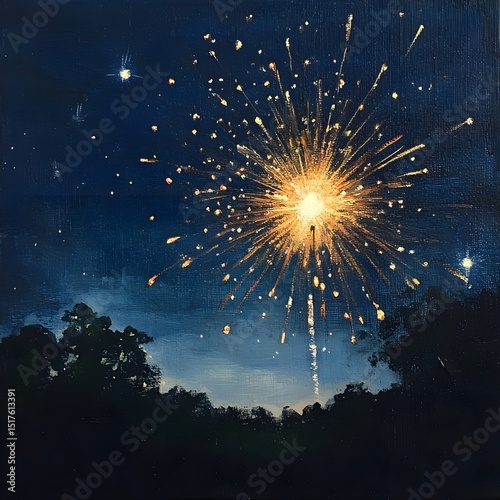 Spectacular Fireworks Display at Night – Colorful Explosions in Dark Sky Celebration Background