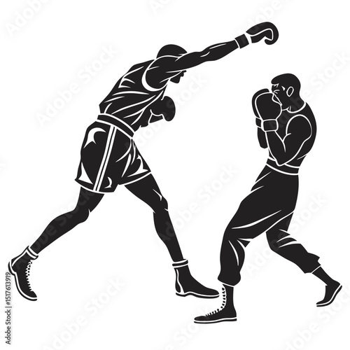 vector a boxer stand with pose vector silhouette