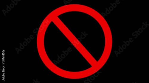line ban icon animation red color warning wrong sign symbol on black background