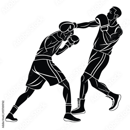 vector a boxer stand with pose vector silhouette