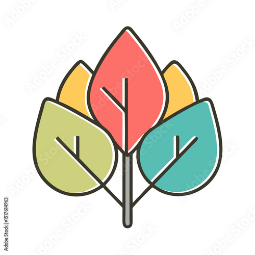 Autumn Leaves Branch Illustration Colorful Fall Foliage Design Element