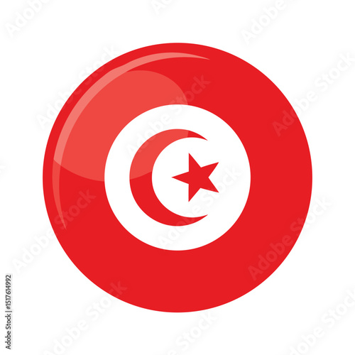 Free Download Glossy Round Badge of Tunisia Flag in Watercolor Illustration - GFXLoad