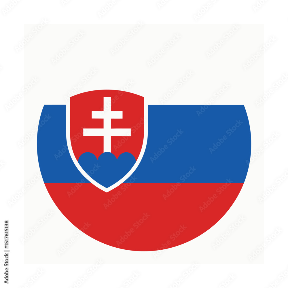 Fototapeta premium Glossy Round Icon of Slovakia Flag with Watercolor Design