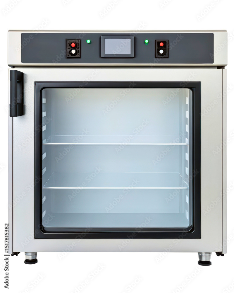 Obraz premium Refrigerator with Glass Door Shelves on a transparent background