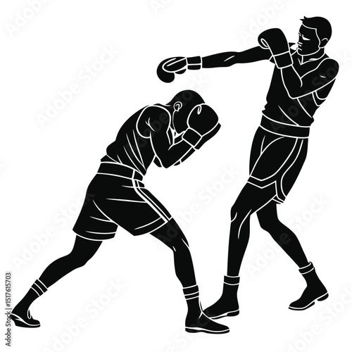 vector a boxer stand with pose vector silhouette