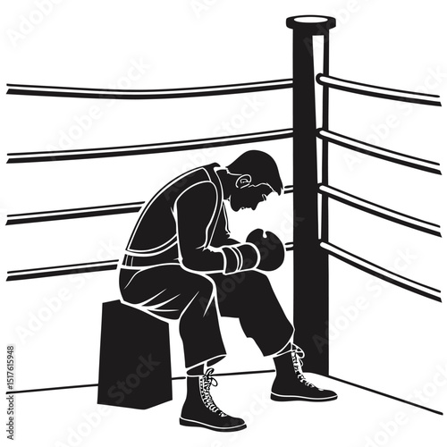 vector a boxer stand with pose vector silhouette