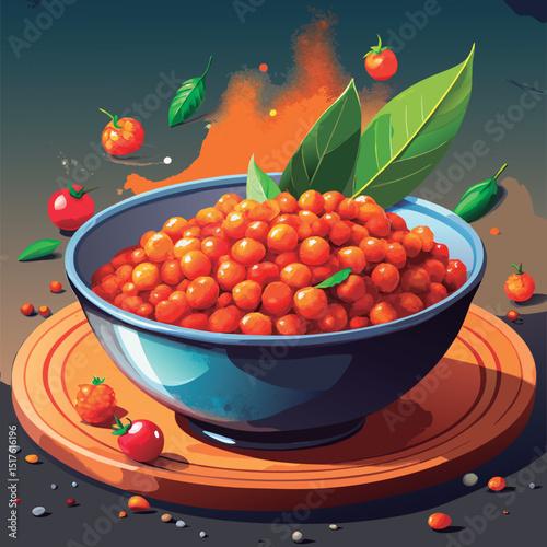 Spicy Chickpeas in a Bowl.
