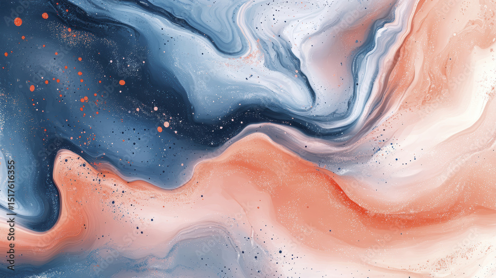Obraz premium Fluid blue and peach blend creates a dynamic and mesmerizing abstract art background