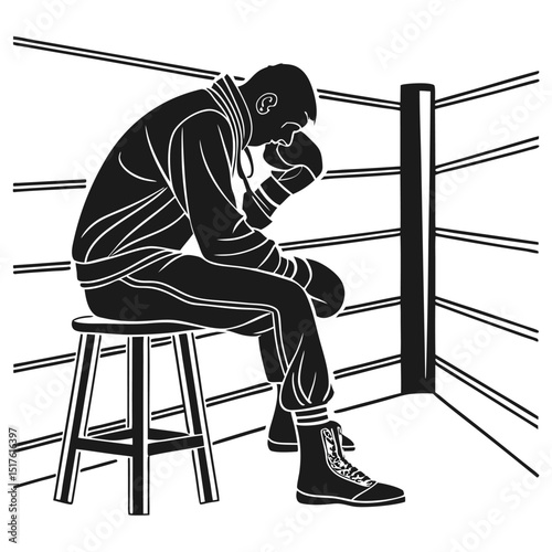 vector a boxer stand with pose vector silhouette