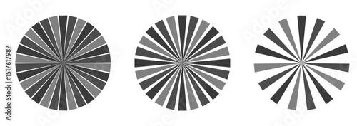 Retro black white sun rays bg. Pop art comic cartoon element.