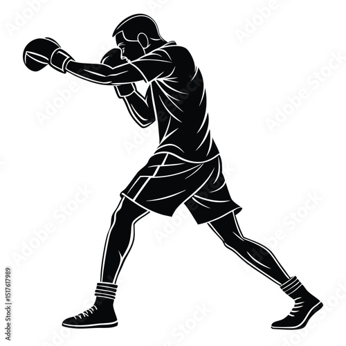 vector a boxer stand with pose vector silhouette