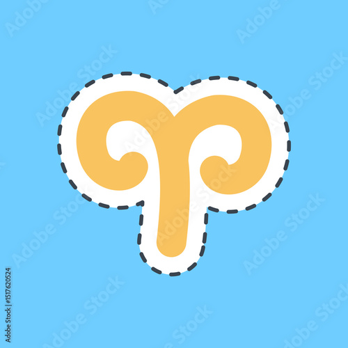 Cutting line sticker aries. Zodiac horoscope elements.