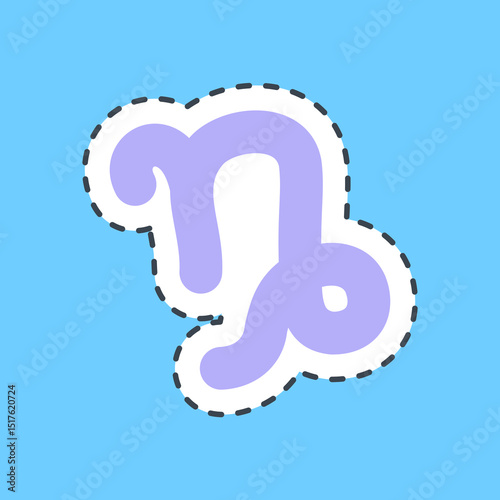 Cutting line sticker capricorn. Zodiac horoscope elements.