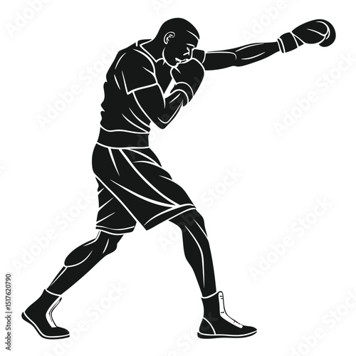 vector a boxer stand with pose vector silhouette
