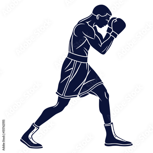 vector a boxer stand with pose vector silhouette