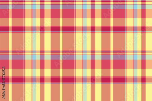 No people check tartan plaid, classy textile texture pattern. Goose fabric seamless background vector in orange and red colors.