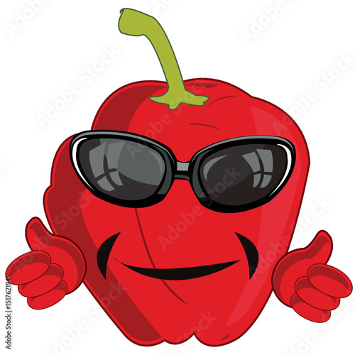 Red pepper cartoon on white background is insulated