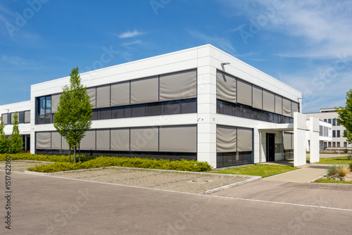 Modern office building in Augsburg, Bavaria, Germany with a minimalist design