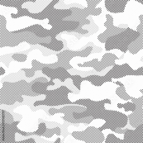 Abstract halftone background. Military camouflage effect dot seamless pattern texture. Dotted background as design element.