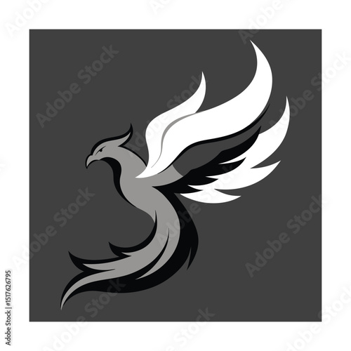 Phoenix in Flight with Smoke Trailing Feathers