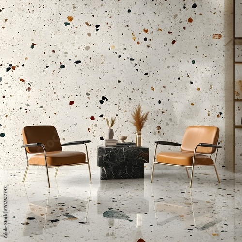 Polished Terrazzo Texture – Generative AI Concrete Floor and Wall Pattern for Modern Architectural Design