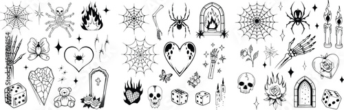 Black and white tattoo flash sheet designs 