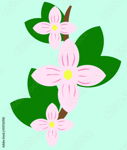 a twig with pink flowers