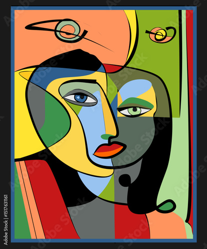 Colorful background, cubism art style,abstracts portraits