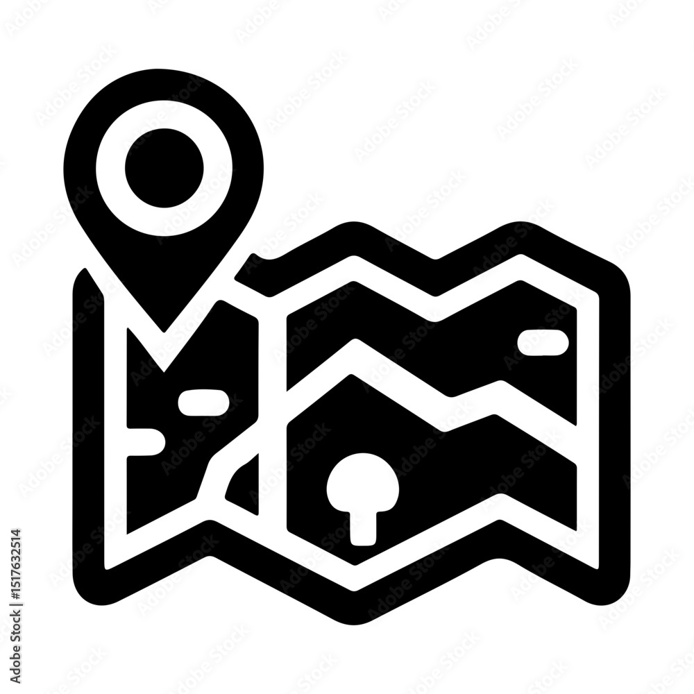 Black Silhouette Illustration of Business Location Black Silhouette Illustration of Business Location
