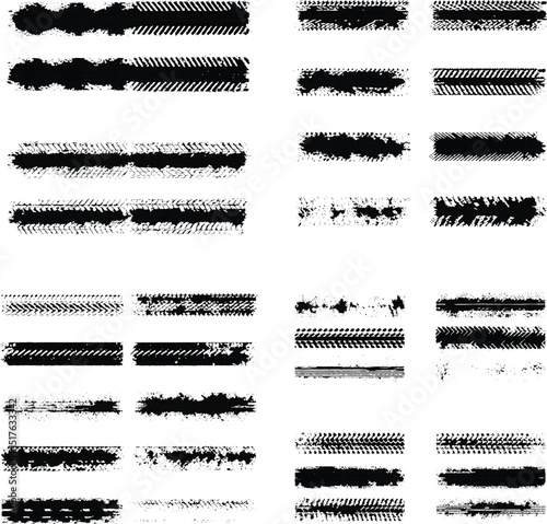 Collection of grunge tire tracks and marks