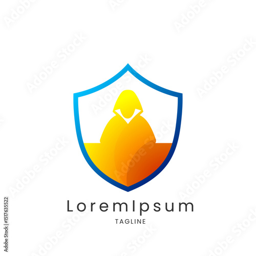 Cyber security logo, company logo, shield hacker logo, brand template design.