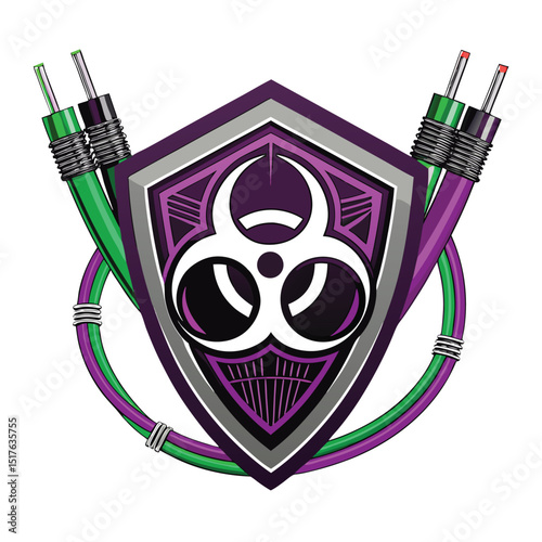 Design a futuristic, glitching cyberpunk street gang emblem.  Logo should incorporate  a stylized 'A' (1).  Include neon elements and distressed textures.